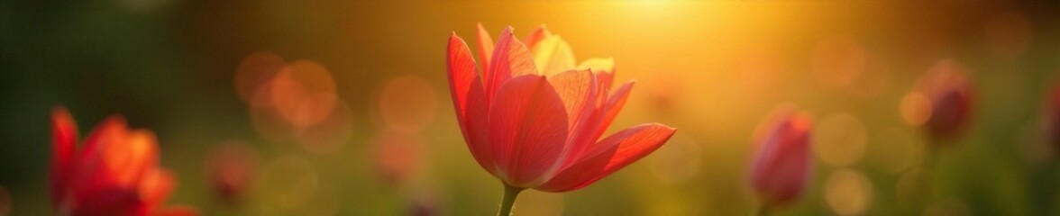 Naklejka premium A flower opening its petals to the warm sunlight, sunlight, bloom, blooming flowers