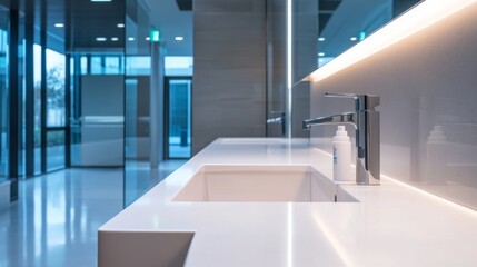 Modern Minimalist Washbasin in a Contemporary Building