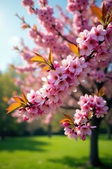 Obraz premium A tree covered in hawthorn blossoms on a sunny spring morning, spring, branches