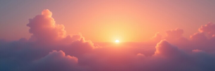 Fototapeta premium Sunset colors bleeding through thin white clouds, sky, soft focus