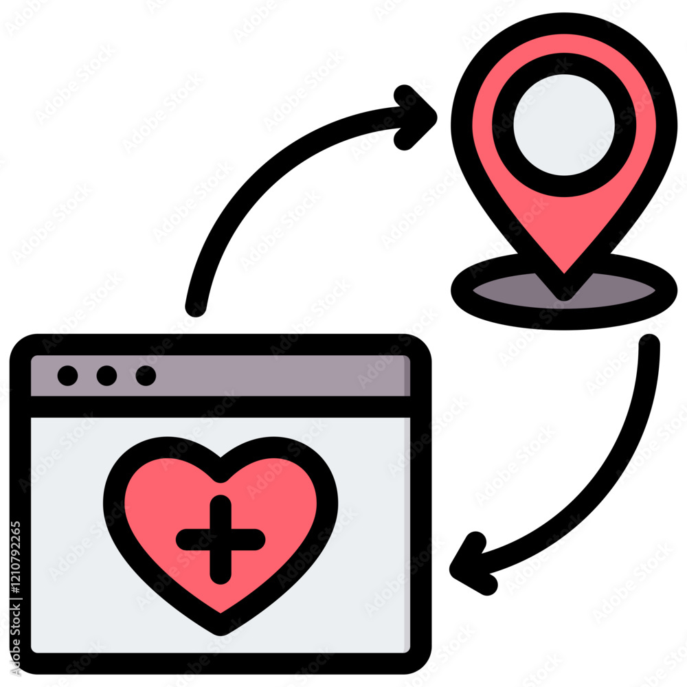 Poster remote monitoring outline color icon