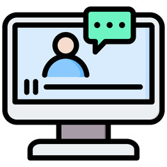 Video Conferencing Outline Color Icon
