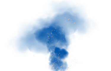 Magic blue smoke background. Fantastic blue smoke with glitters. Fog with tiny particles. Stardust vapors. Smog cloud on podium or stage. Fog vapor over ground or water surface, magic haze. © CzakaU