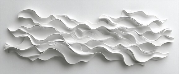 Abstract white wave pattern, 3D rendered.