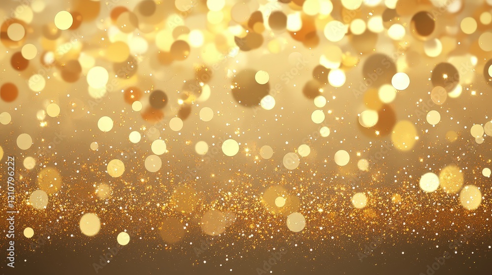 Poster shimmering golden bokeh background with sparkling lights