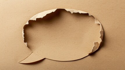 Torn Edge Paper Speech Bubble on Textured Kraft Background for Creative Design Projects