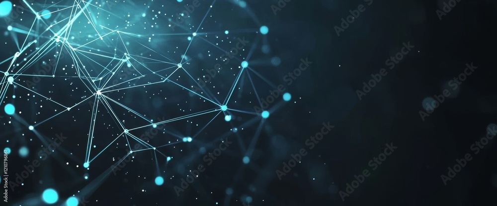 Wall mural futuristic concept of a digital data network, with an abstract design of connected lines and dots fo