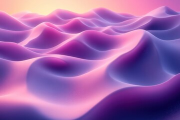 Obraz premium Abstract landscape of smooth, flowing hills in vibrant pink and purple hues.