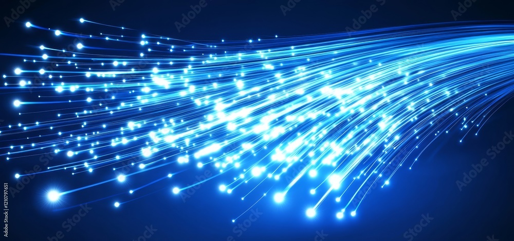 Wall mural a futuristic design with a blue abstract tech background, showcasing a dynamic pattern of network li