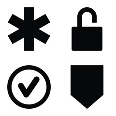 Simple Shapes Flat Icon Set Isolated On White Background