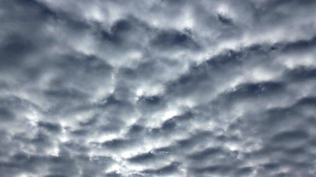 Zeitraffer Video von einem Himmel mit vielen kleinen wellenartigen Wolken
