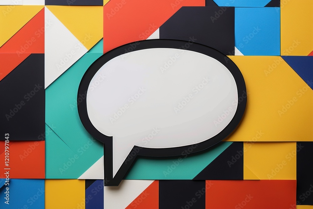 Poster modern minimalist speech bubble design on bold geometric color block background