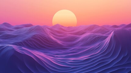 Abstract Sunset Landscape with Vibrant Gradient Colors