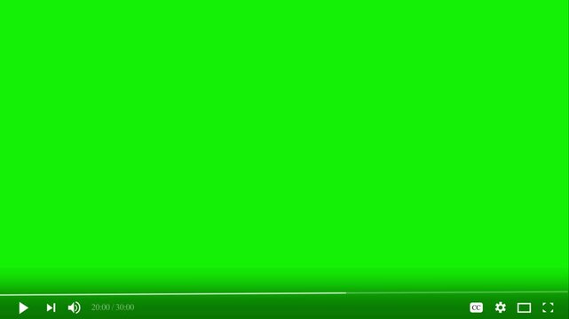 4K Multimedia Video timeline player playback interface timecode Animation on the green screen, video screen grid overlay with timer and progress bar, and Media player interface overlay on chroma key