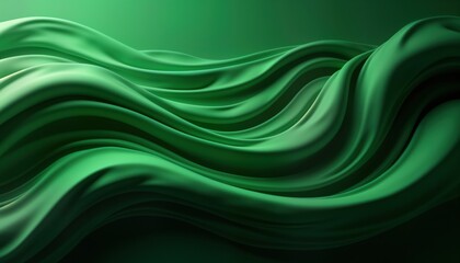 Fototapeta premium Abstract illustration shows smooth flowing green shapes. Luxurious design with decorative curves. Suitable for website background product design. Stylish, elegant visual. Modern style. Green tones