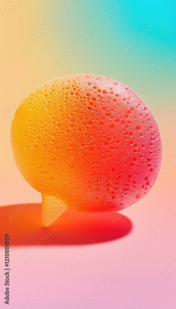 Poster playful foam speech bubble over cheerful gradient for fun branding and design