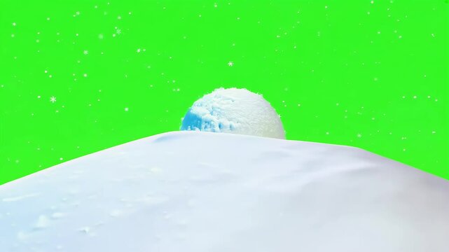 visual metaphor for momentum illustrating the snowball effect as a rolling sphere of snow gathers speed while moving up and down a hill in 4K resolution