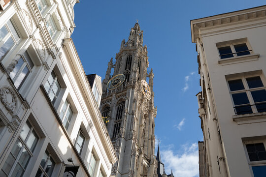 Tower Of Cathedral Of Our Lady In Antwerp - Powered by Adobe