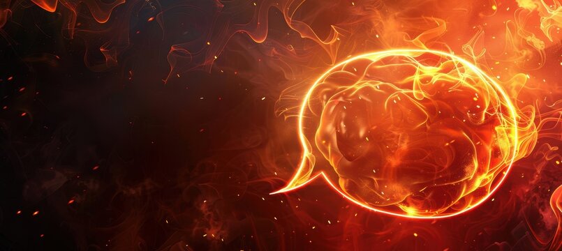 Molten Lava Speech Bubble with Fiery Background for Dynamic Design and Communication Concepts