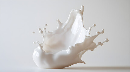 Dancing Splash of Creamy Milk in Motion Against a Pristine White Background Illustrating Freshness