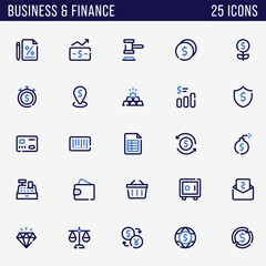Finances, audit, accounting, taxes editable stroke outline icons set isolated on white background flat vector illustration.
