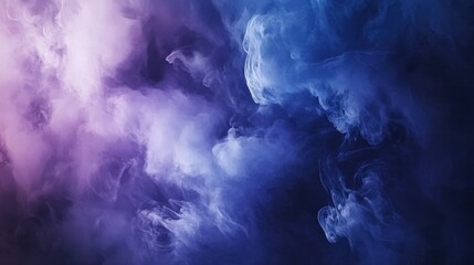 Naklejka premium Purple blue smoke swirls, dark background, studio shot, abstract design