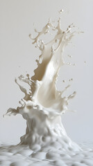Dancing Splash of Creamy Milk in Motion Against a Pristine White Background Illustrating Freshness