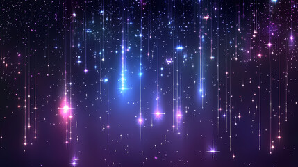 Sparkling stardust cascade on elegant black background. Stellar Cascade. Illustration