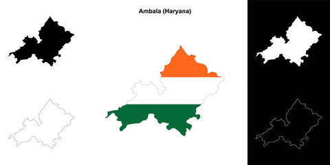 Ambala district (Haryana) outline map set