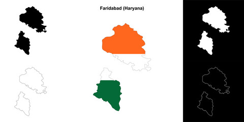 Faridabad district (Haryana) outline map set