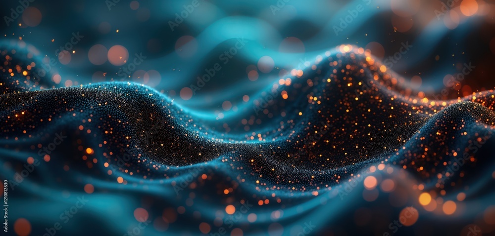 Poster abstract digital design. fluid lines. abstract tech background. dynamic waves of glowing particles. 
