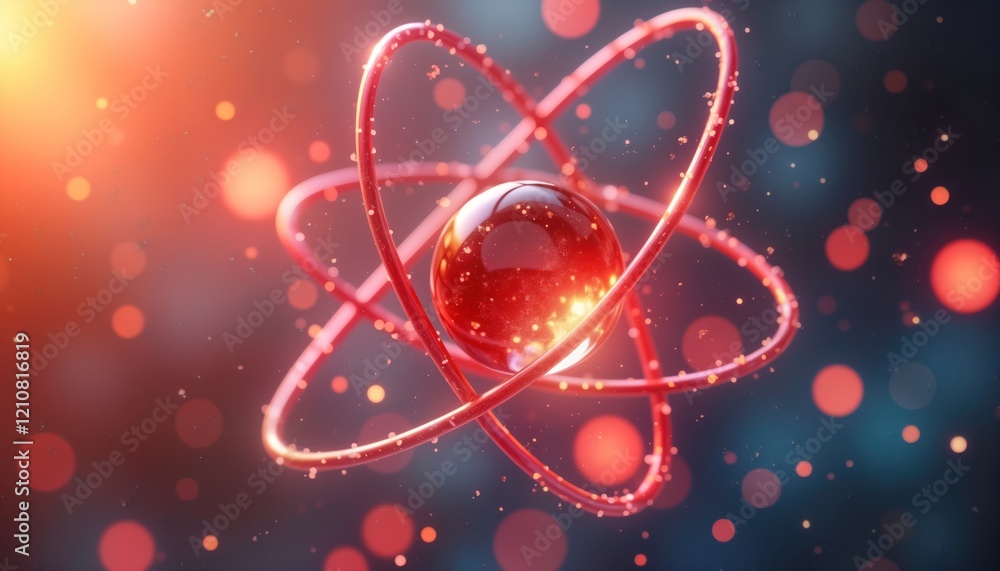 Aufkleber physicist unveils groundbreaking particle physics theory. atom model in retro colors illustrates sci