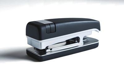 A 3D rendering of an office stapler isolated on white background PNG used for office work