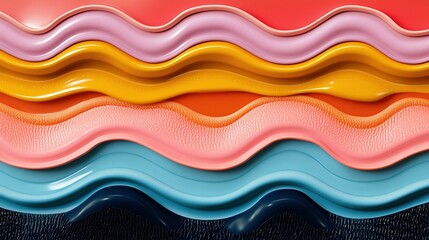 Fototapeta premium Colorful abstract 3D curves with retro-futurism style, blending vibrant hues and futuristic shapes seamlessly