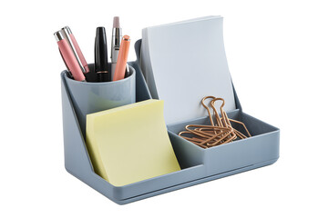 A 3D render of pen and pencil holder isolated on white background PNG used for office work