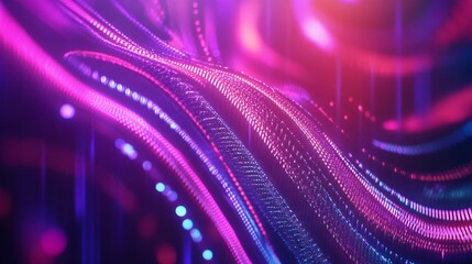 Abstract Futuristic Background with Glowing Lines, Streaks, and Dynamic Energy in Purple, Pink, and Blue - Digital Technology, Innovation, and Growth Concept