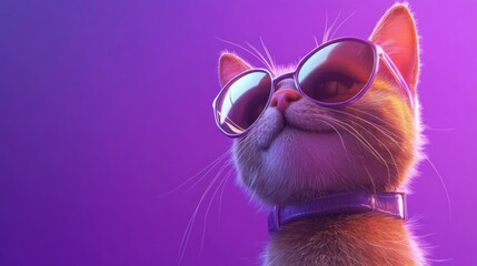 Cool cat, purple background, sunglasses, summer, advert