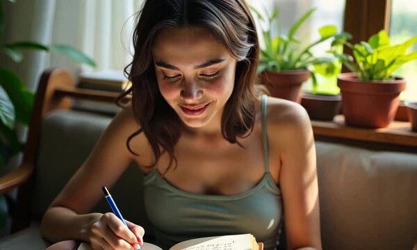 A serene scene of a person journaling, highlighting mindfulness and self-reflection in a peaceful environment