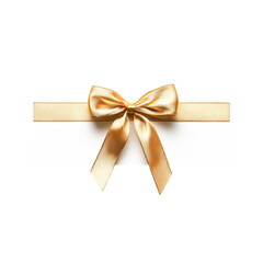 Fototapeta premium Gold ribbon bow on white background elegant gift wrapping,
