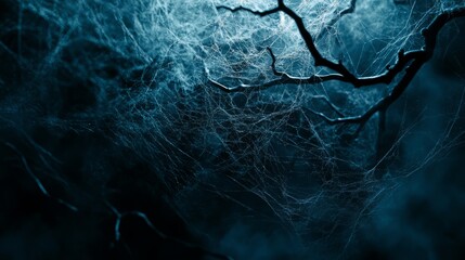 spooky cobweb background with dark gradient, high detail, eerie and mysterious, subtle spiderweb patterns, Halloween theme, atmospheric and elegant design