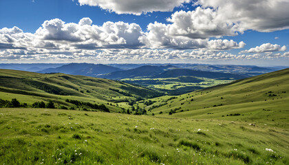 Rolling Hills Under a Cloudy Sky
