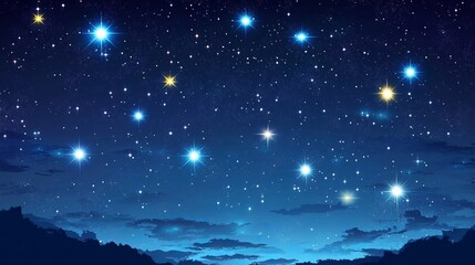 starry sky, bright atmosphere, vibrant and glowing stars, lively cosmic scene.