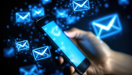 Close-Up Image Of A Woman'S Hand Operating A Smartphone To Check And Send Emails, Focused On Mobile Communication And Connectivity.