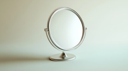 Fototapeta premium Silver vanity mirror, studio, reflection, clean background, beauty