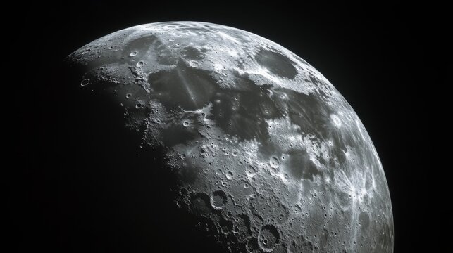 Cratered surface of the moon, astronomy photo, 16:9 - Powered by Adobe