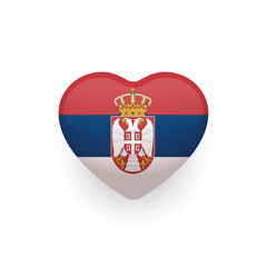 National flag of Serbia shaped as heart. Serbian flag. Vector Illustration.