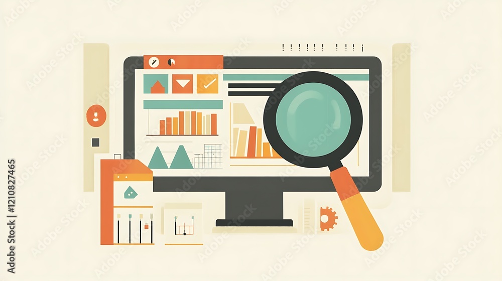 Poster data analysis magnifying glass computer graphics