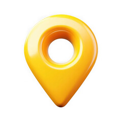 3D yellow location pin icon with a hollow center, representing navigation, direction, and maps in a sleek, modern design. Isolated on transparent background, png. © Created By Scott