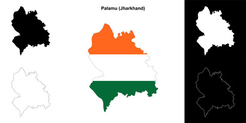 Palamu district (Jharkhand) outline map set