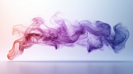Fototapeta premium Abstract swirling smoke in purple and orange tones against a light background.